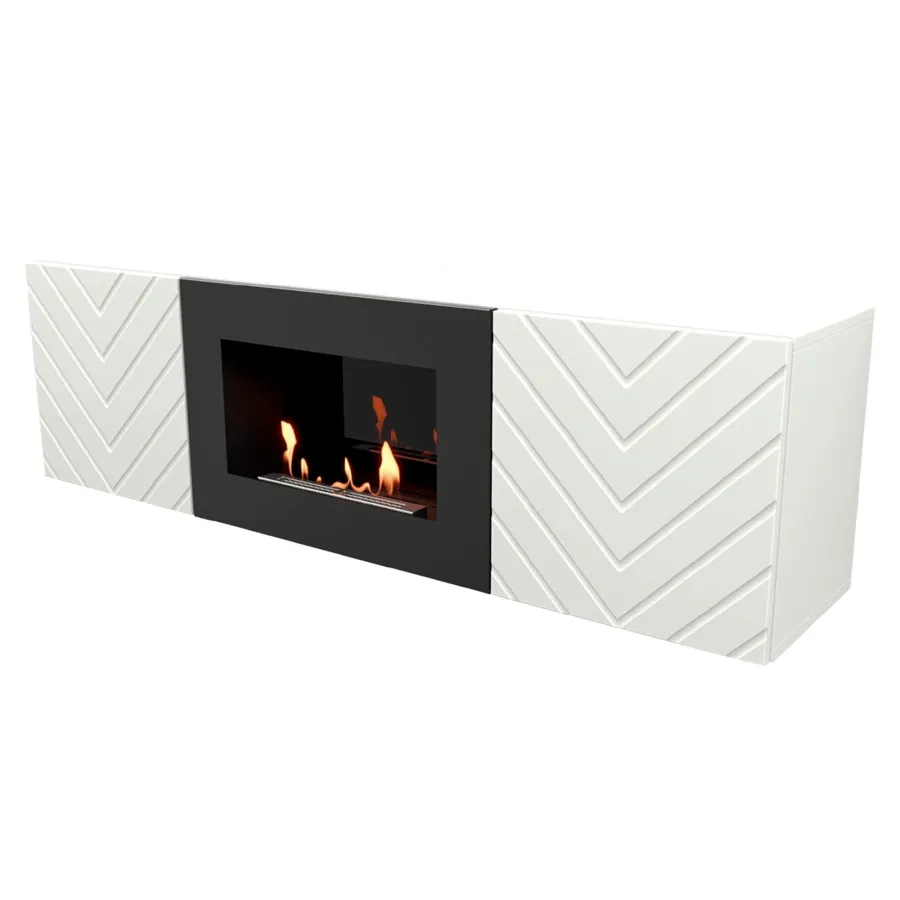 Тумба с биокамином Firelight BFP/P-1400V белая