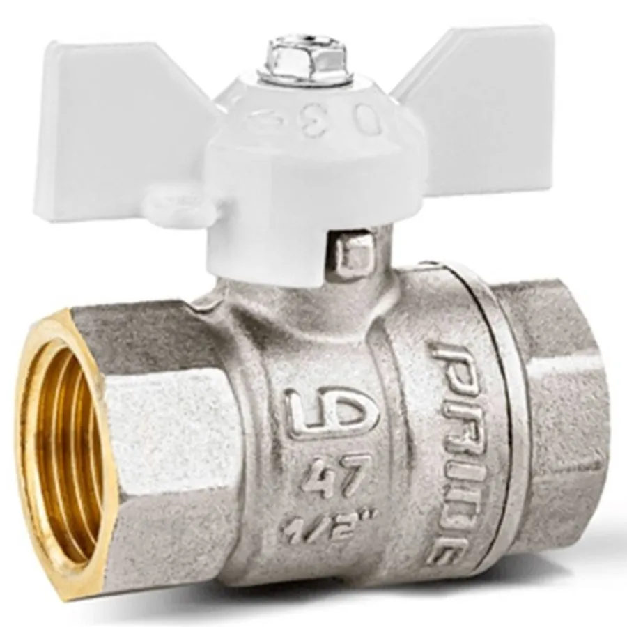 Кран шаровой латунный LD Pride 47.20.B-B.Б (White) Ду 20 Ру 40 вн-вн, (бабочка)