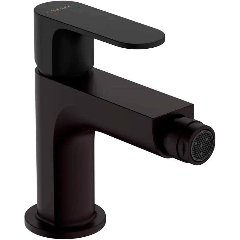 Смеситель для биде Hansgrohe Rebris S со сливным гарнитуром, керамический картридж, черный матовый (72210670)