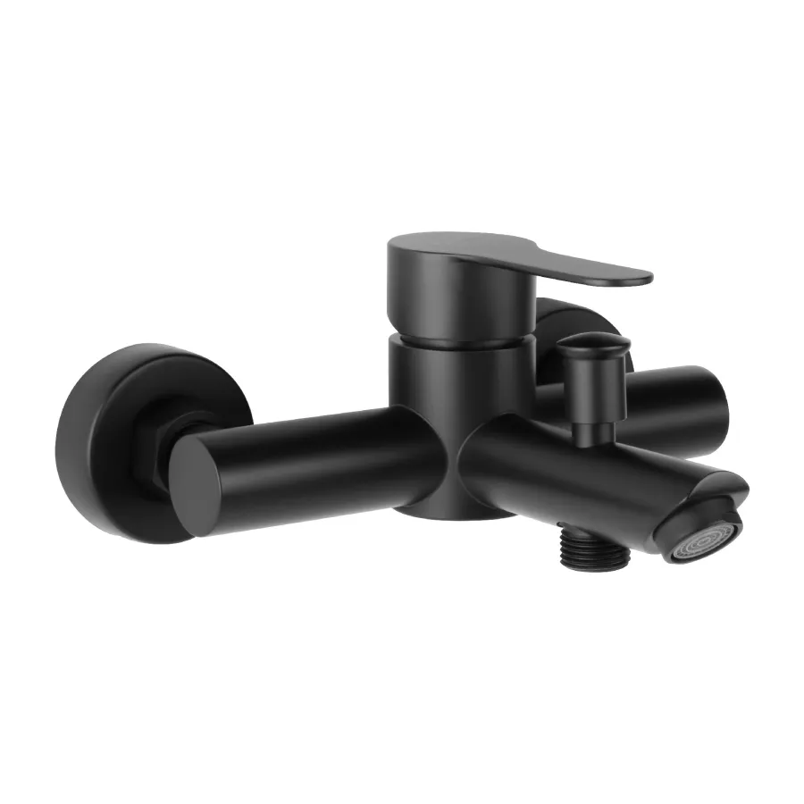 Смеситель для ванны Fixen NORDIC однорычажный, керамический картридж, с душевым набором, черный (FX-8803B)