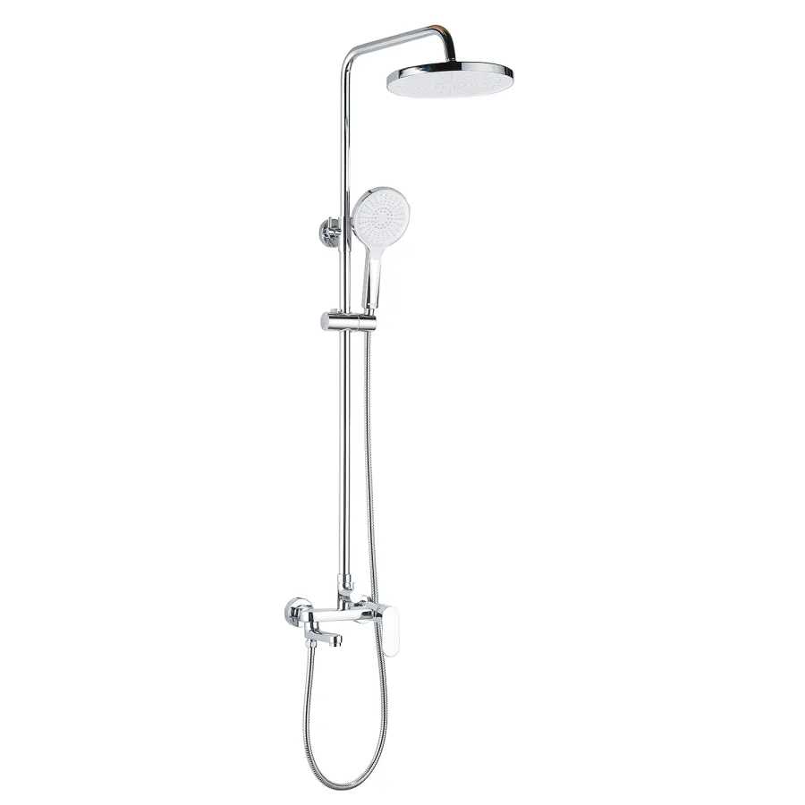 Душевая колонна Azario Аризона со смесителем для ванны, с поворотным изливом, круглая, хром (AZ-20R)