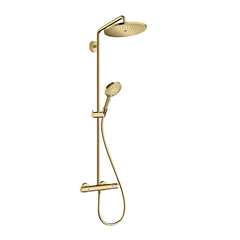 Душевая колонна Hansgrohe Croma Select S Showerpipe 280 1jet с термостатом и ручным душем Raindance Select S 120 3jet, полированное золото