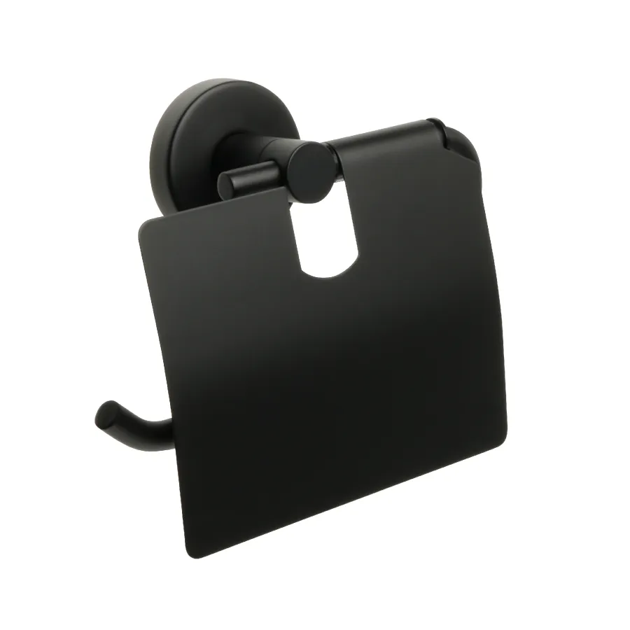 Бумагодержатель с крышкой Fixsen Comfort Black черный матовый (FX-86010)