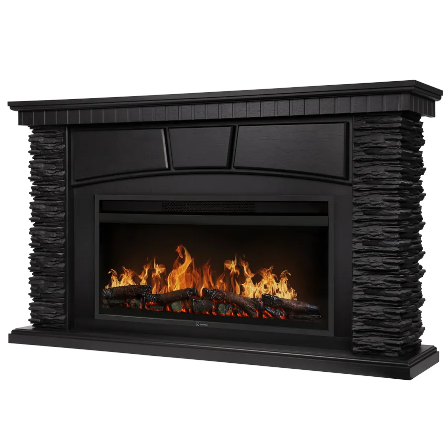 Портал Firelight Porto 42 камень черный шпон венге
