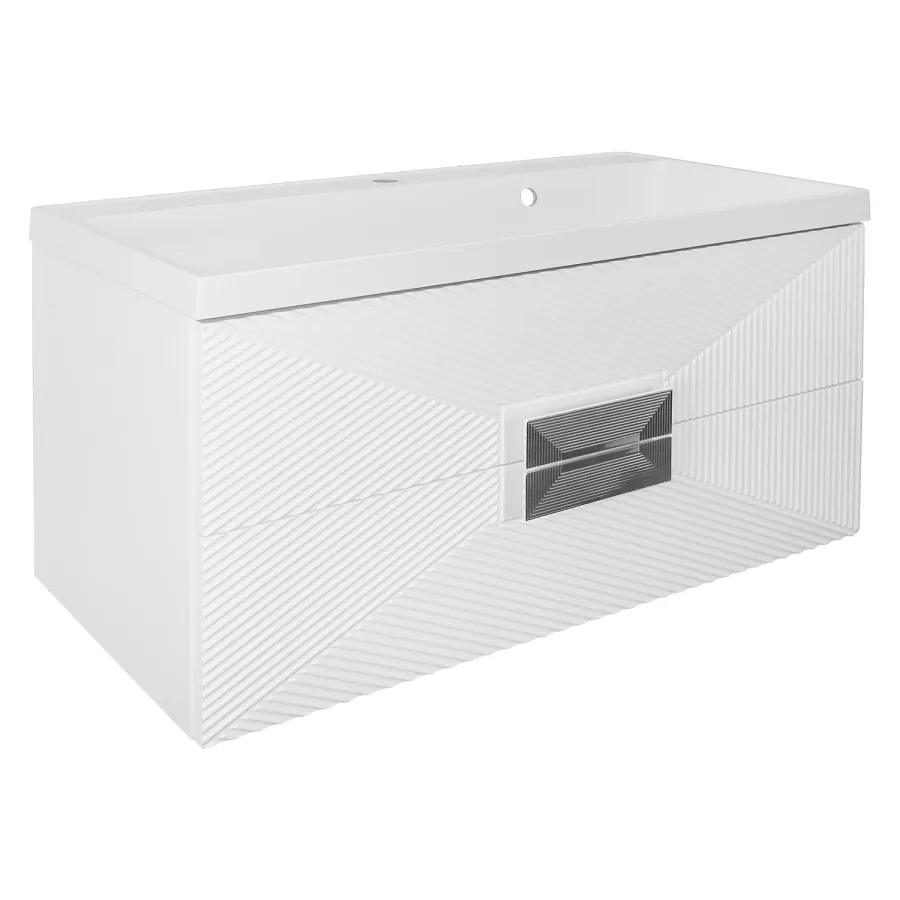 Комплект Azario Тумба Зена 100/2 1000х450х585 подвесная, с раковиной Классик 100, белый глянец, ручка хром (CS00096981)