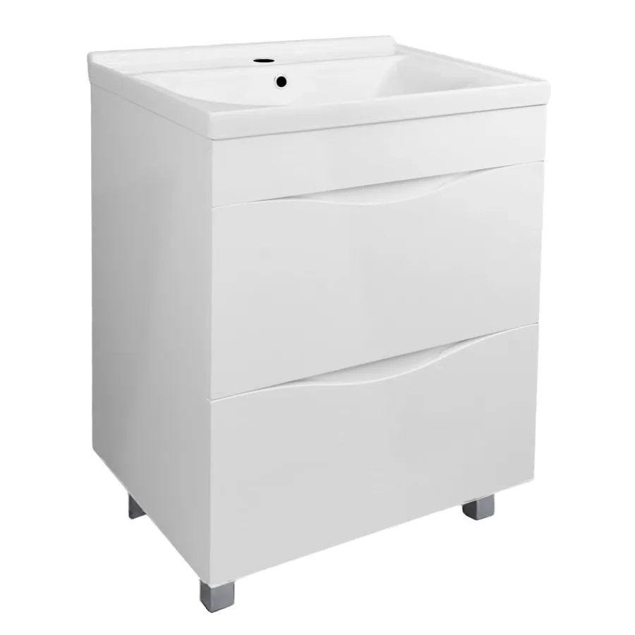 Комплект Тумба Loranto Santorini 60 610х460х810 напольная, с раковиной MONTE Neo 60, Белый Глянец (CS00105567)