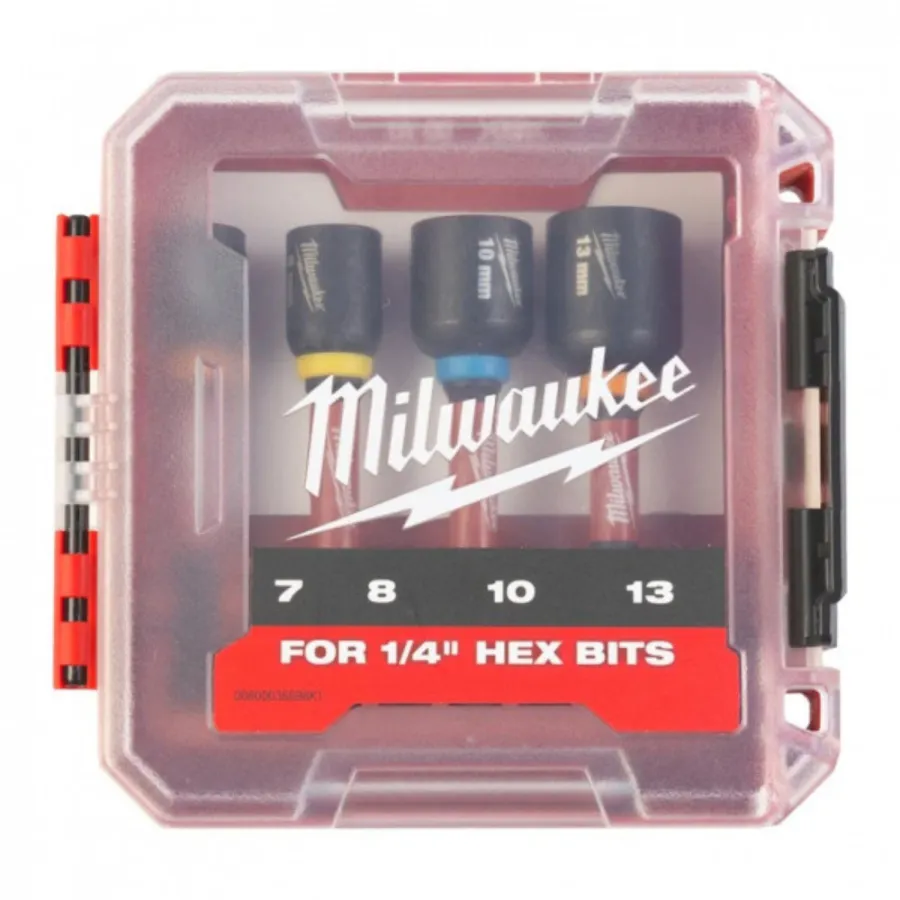 Набор насадок Milwaukee SHOCKWAVE магнитных торцевых (4) , хв. 1/4" HEX (7/8/10/13мм)