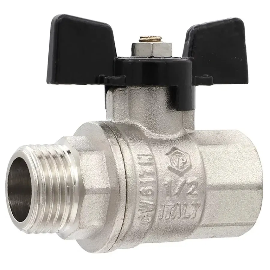 Кран VIEIR шаровый 3/4" ВВ, бабочка, никель, черный (96/12) VP220-02