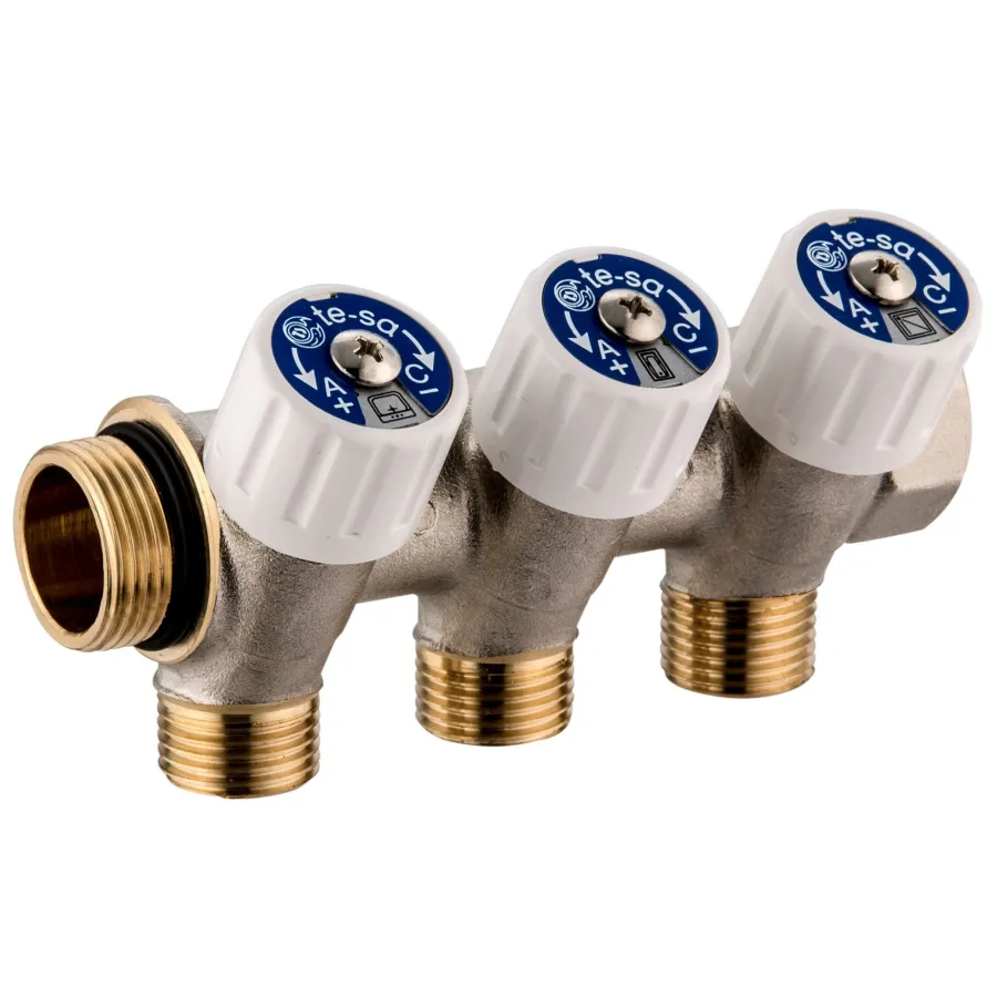 Коллектор Usystems SHB 3/4" бронзовый с вентилями НР/ВР 4x3/4"НР Евроконус, ц/ц 50мм