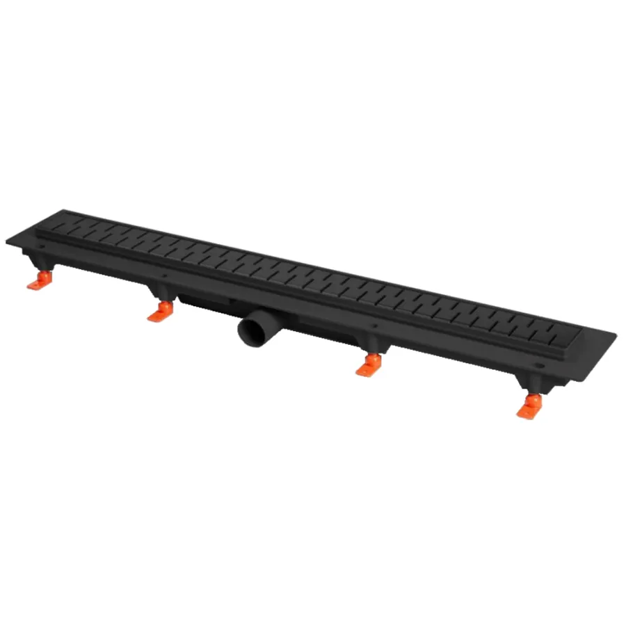 Душевой лоток AZARIO D40 Medium 550 мм, боковой слив, пластиковый, перфорированная решетка, черный (AZ-CH 550 MC)