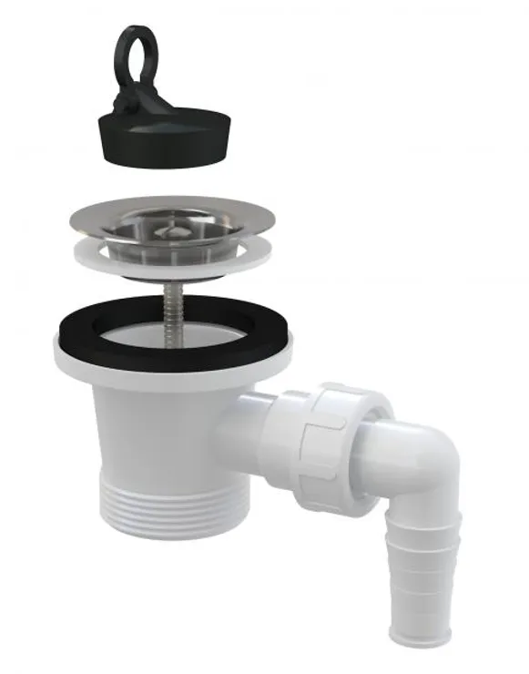 Донный клапан сифона для умывальника 6/4″ с нержавеющей решеткой DN63 и штуцером