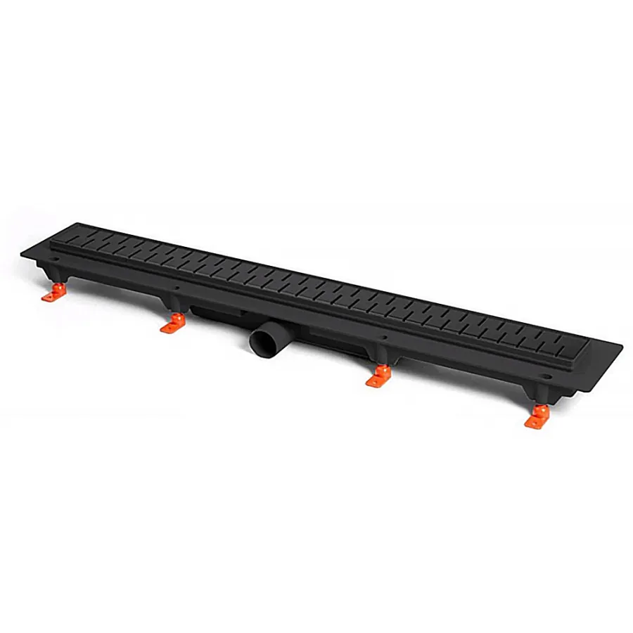 Душевой лоток AZARIO D50 Medium 950 мм, боковой слив, пластиковый, перфорированная решетка, черный (AZ-CH 950/50 MC)