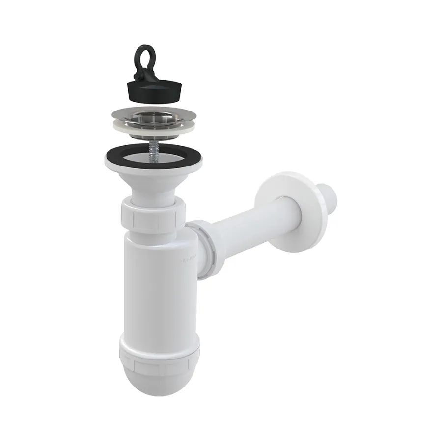 Сифон для раковины Alcadrain ?32 с нержавеющей peшeткой ?63 (AG210512432)