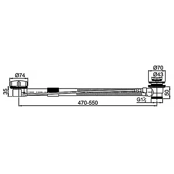 Слив-перелив для ванны AZARIO п/автомат, G 1 1/2, латунь, хром (AZ-111-CHR)