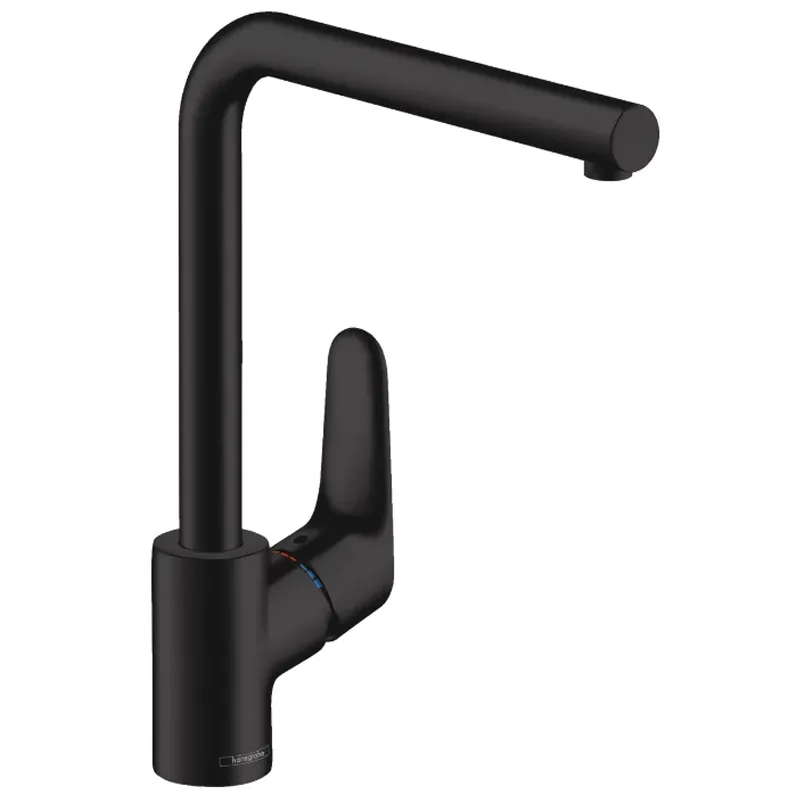 Hansgrohe 31817670 Focus Смеситель для кухни, однорычажный, с поворотным изливом, черный матовый
