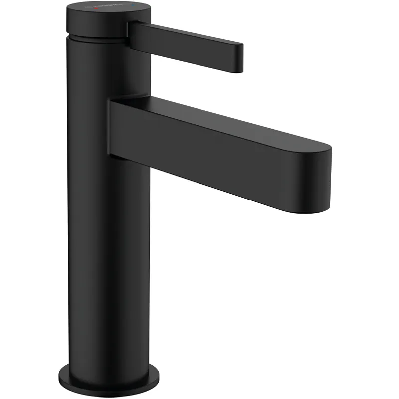 Смеситель для раковины Hansgrohe Finoris, однорычажный, 110 со сливным гарнитуром, матовый черный (76020670)