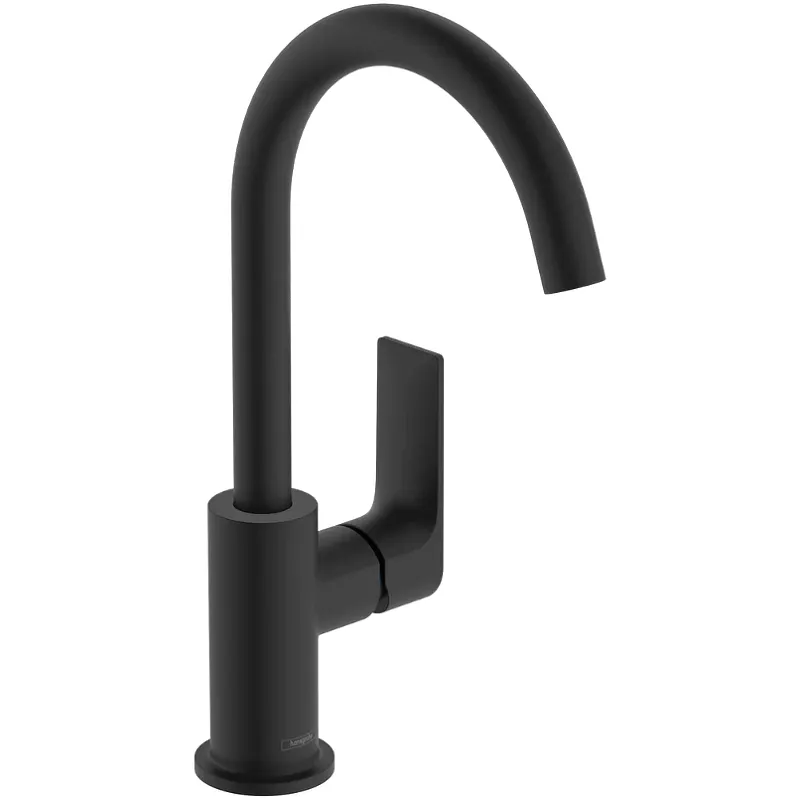 Смеситель для раковины Hansgrohe Rebris E со сливным гарнитуром, керамический картридж ,черный матовый (72576670)