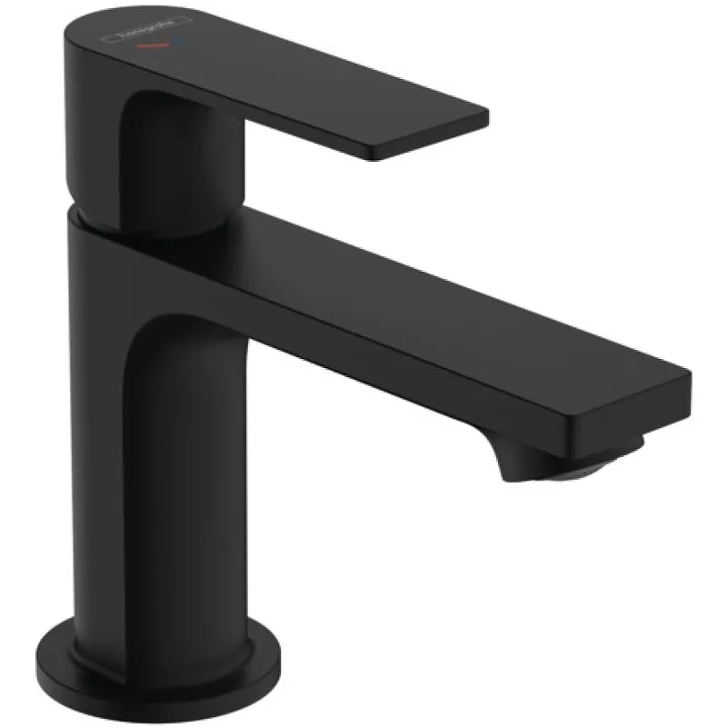Смеситель для раковины Hansgrohe Rebris E со сливным гарнитуром, керамический картридж, черный матовый (72553670)