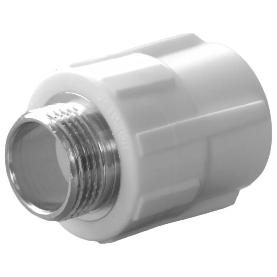 Муфта комбинированная полипропиленовая PPRC НР 25х1/2", наружная резьба, белая