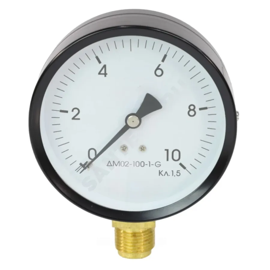 Манометр МЕТЕР ДМ02 d 100 мм, 1 МПа (до 10 атм) G1/2" с нижним подключением