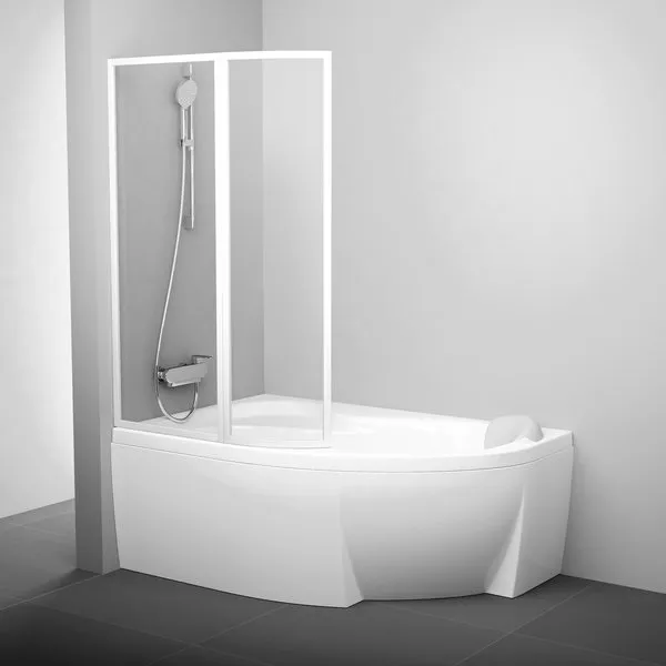 Шторка для ванны Ravak VSK2 ROSA 150 L профиль белый, цвет стекла "Потоки дождя"