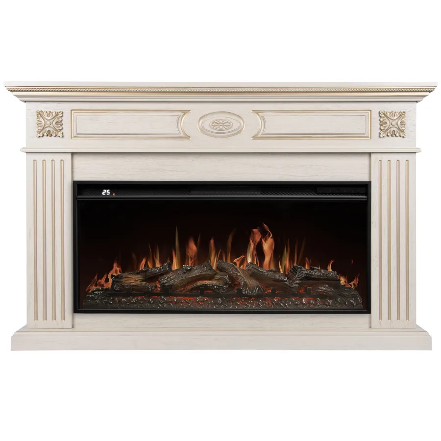 Каминокомплект: Очаг Royal Thermo Aurora RTFP/P-AR40LS, портал Siena 42/40/36, сл. кость с зол. пати