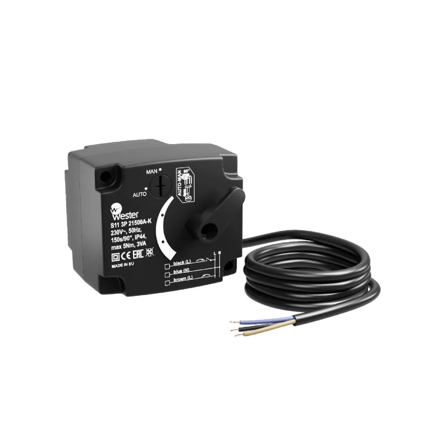 Сервопривод поворотный Wester S11 3P 21500A-K 230 VAC 50 Hz 150s/90 3-точ. SPDT 5 Nm