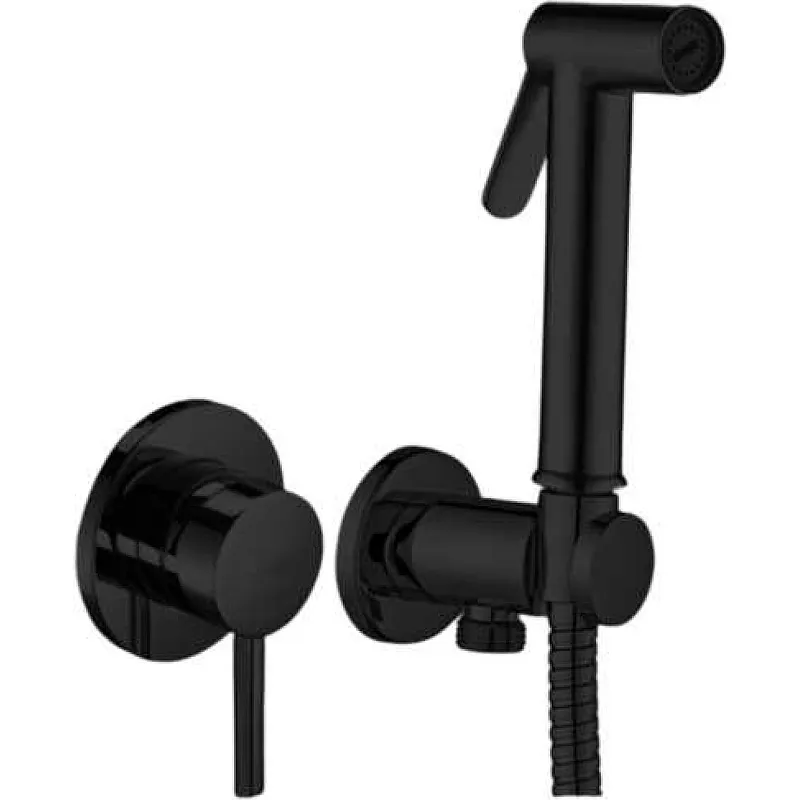 Гигиенический душ со смесителем Paffoni Light керамический картридж, черный матовый (KITDUP110NO)