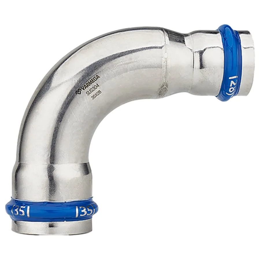 Угольник VARMEGA 90гр. двухраструбный Inox Press 35x28
