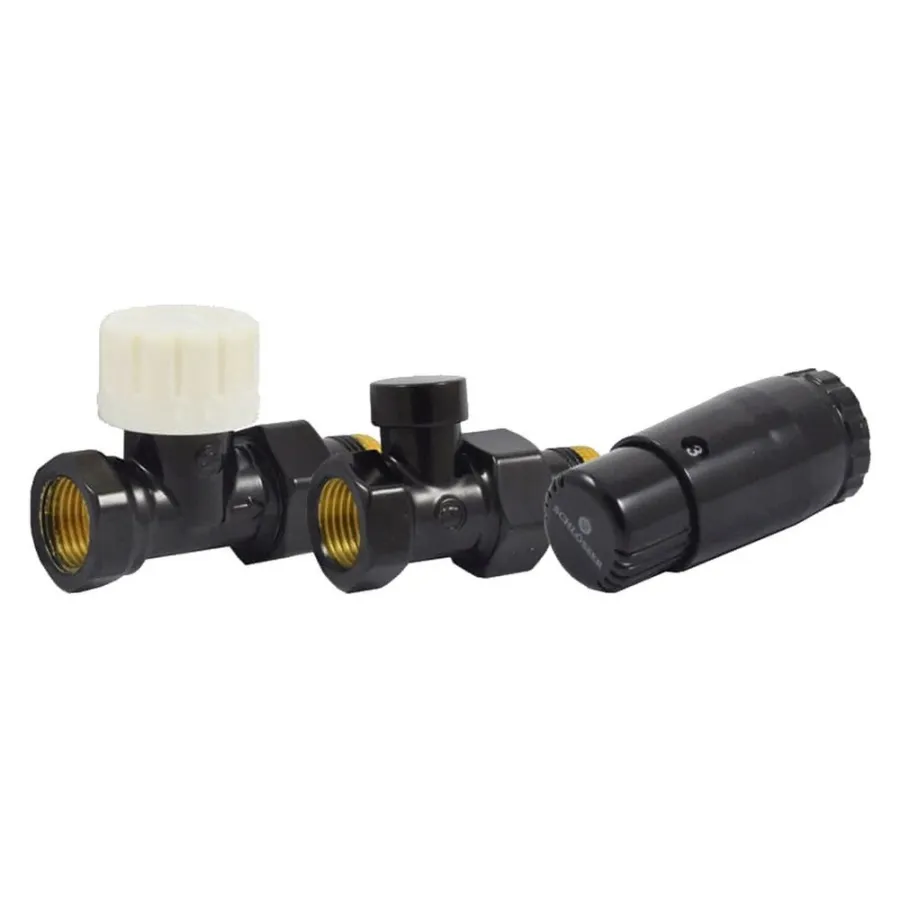 Комплект подключения SCHLOSSER STANDARD MINI 1/2" прямой, Ral 9005, с термоголовкой MINI М30х1,5