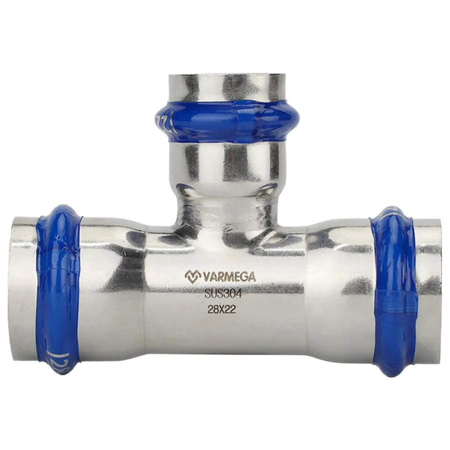 Тройник VARMEGA раструбный Inox Press переходной 42x35x42