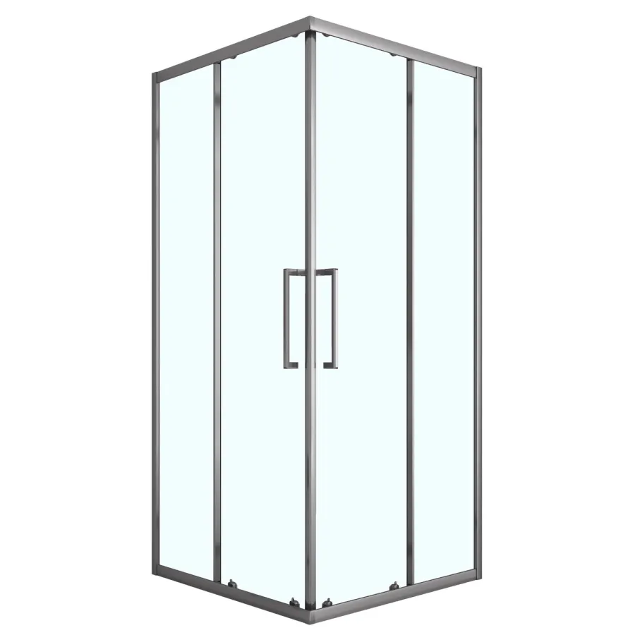 Душевое ограждение Loranto 90x90x190 раздвижная дверь, прозрачное стекло 6 мм, профиль серый матовый (CS-AB01GG-90)