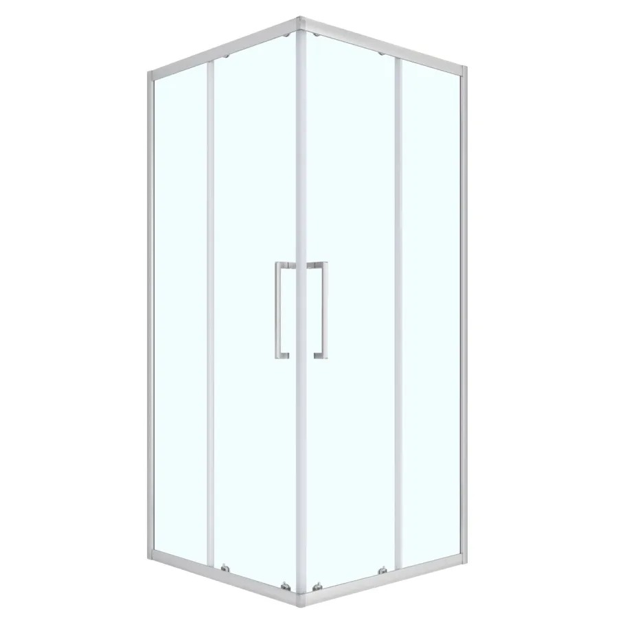 Душевое ограждение Loranto 100x100x190 раздвижная дверь, прозрачное стекло 6 мм, профиль сатин (CS-AB01S-100)