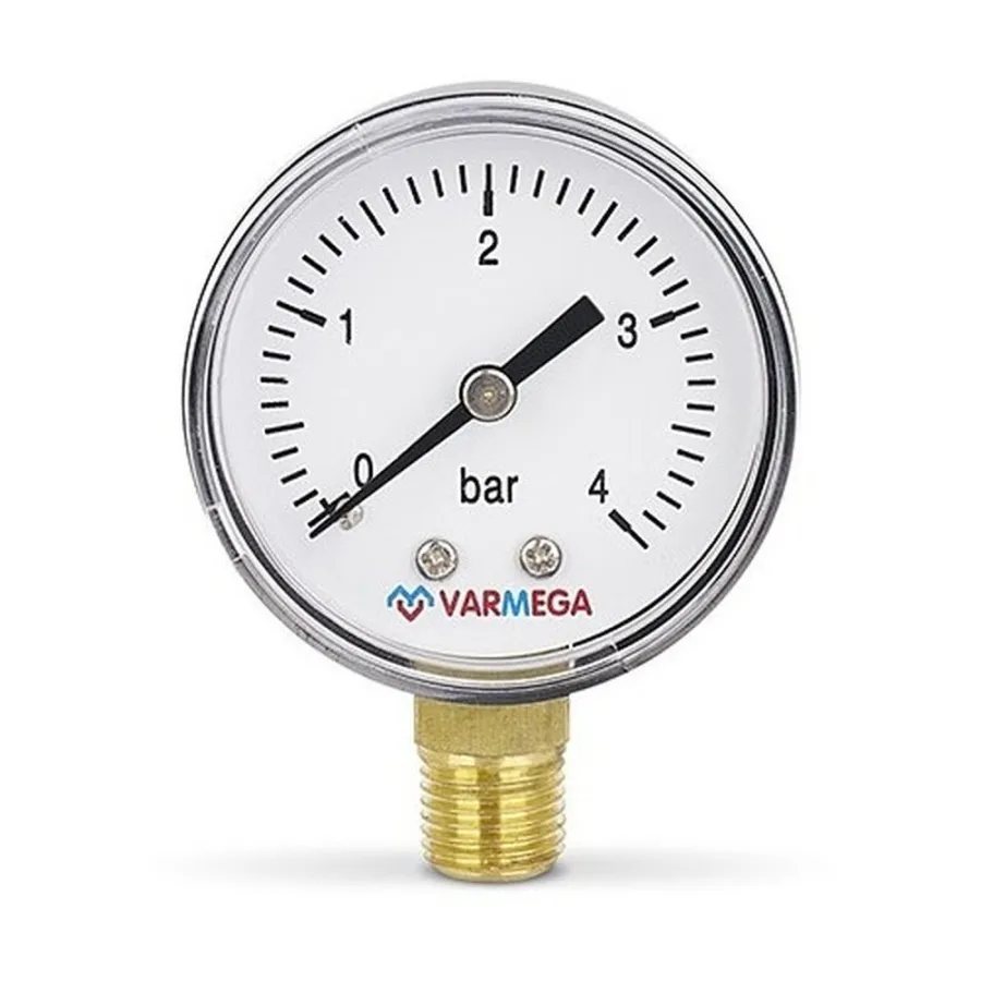 Манометр VARMEGA радиальный 50 мм, 4 бар, 1/4", VMMT10-500402