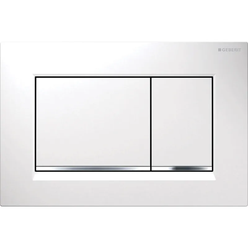 Кнопка смыва Geberit Sigma30  двойной смыв, белый/глянцевый хром