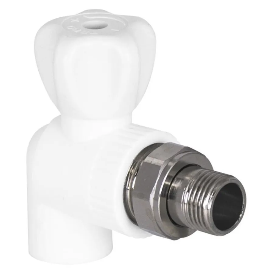 Кран шаровой TEBO бел. PP-R для радиатора 20х1/2" угловой (10/60), арт. 030060211