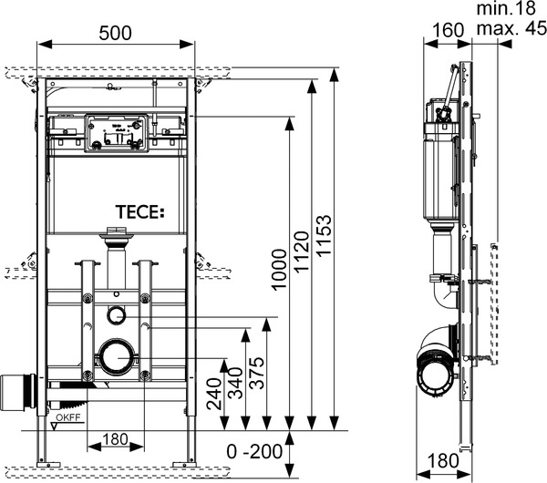 Tece 9380004 комплект для установки модуля под углом к стене