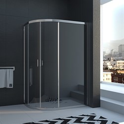 VECONI RV-03 Душевой уголок ассиметричный с раздвижными дверями, размер 100х90 см - фото 10820