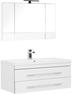 AQUANET Верона NEW 100 Комплект мебели для ванной комнаты (подвесной 2 ящика) - фото 126607