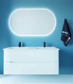 SANVIT Форма 120 Тумба подвесная для ванной комнаты с двойной раковиной, 2 выдвижных ящика - фото 142623