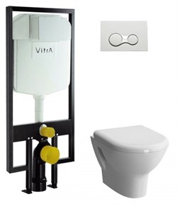 VITRA Комплект: подвесной унитаз Zentrum с сиденьем с микролифтом, инсталляцией и панелью управления - фото 150529