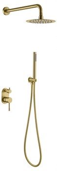 BOHEME Смеситель встроенный + верхний+ ручной душ, Uno. Matt Gold - фото 155107