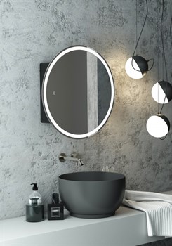CONTINENT Зеркало-шкаф TORNEO D600 цвет черный со светодиодной подсветкой - фото 172473