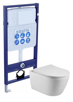 AQUATEK Комплект: унитаз с инсталляцией Standard Set БЕТТА с тонким сиденьем soft-close SET AQUATEK БЕТТА - фото 175319