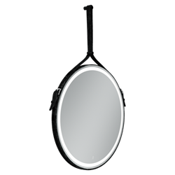 SANCOS Зеркало для ванной комнаты  Dames D650 с подсветкой , ремень из натуральной черной кожи, арт. DA650 - фото 177027