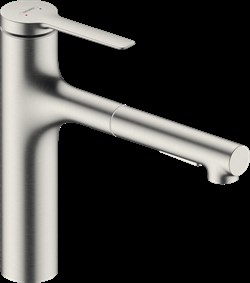 HANSGROHE Смеситель для кухни Hansgrohe Zesis M33 74801800 с вытяжным душем, цвет сталь 74801800 - фото 185861