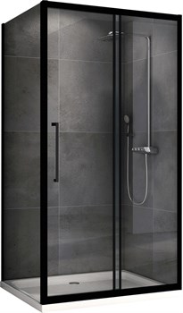 ABBER Душевой уголок  Schwarzer Diamant AG30140BH-S80B, размер 140x80 см, двери раздвижные, стекло 6 мм AG30140BH-S80B - фото 190805