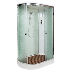 DETO Душевая кабина EM1511R с электрикой, размер 110x80 см, профиль глянцевый хром, стекло с узором EM1511REL - фото 198840