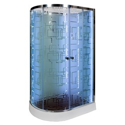 DETO Душевая кабина EM1511RN LED с гидромассажем, размер 110x80 см, профиль глянцевый хром, стекло с узором EM1511RNLED+GM - фото 198876