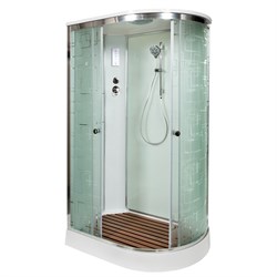 DETO Душевая кабина EM1511L с электрикой, размер 110x80 см, профиль глянцевый хром, стекло с узором EM1511LEL - фото 198893